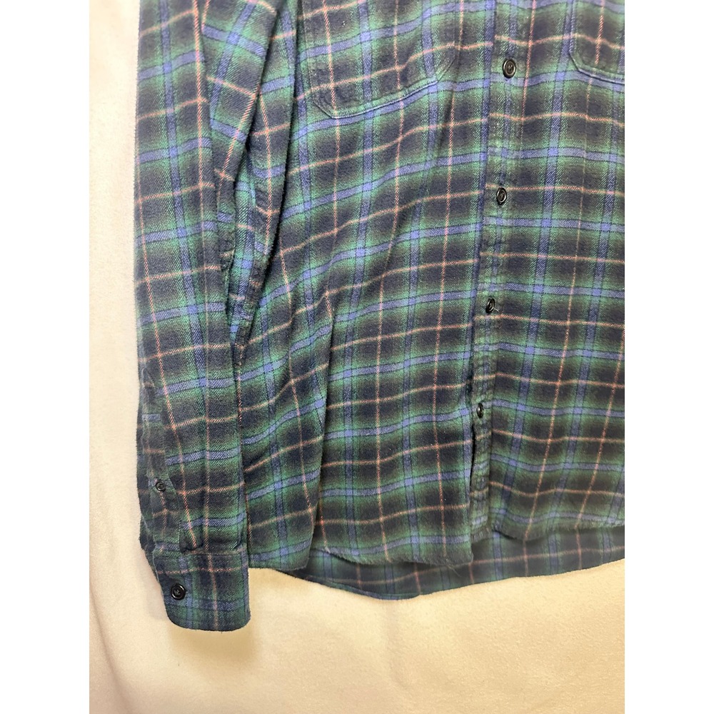 Gap Mens Flannel Plaid Button Down Shirt Navy Green Standard Fit Medium - Picture 3 of 10